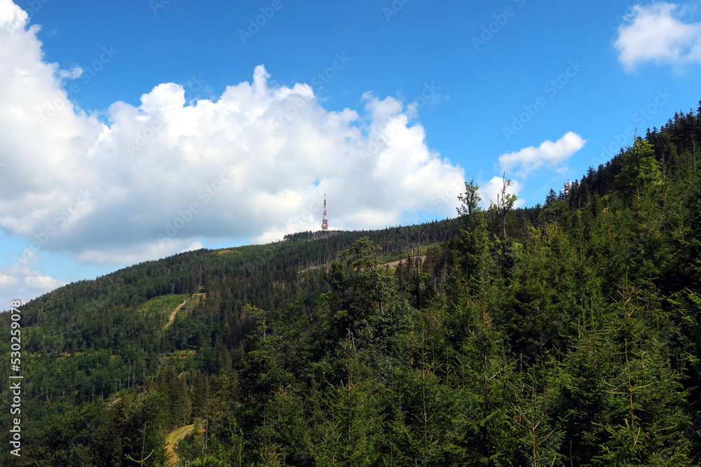 Skrzyczne mountain in southern Poland, the highest mountain of the Silesian Beskids. Skrzycze is one of the Polish Crown Peak