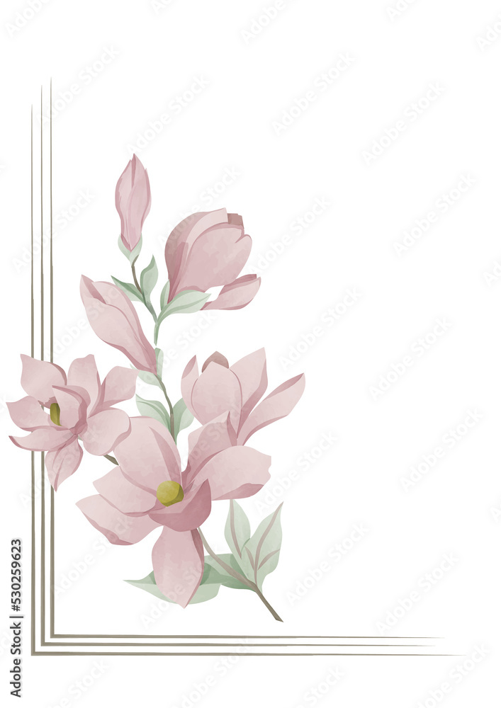 Watercolour flowers magnolia on cards