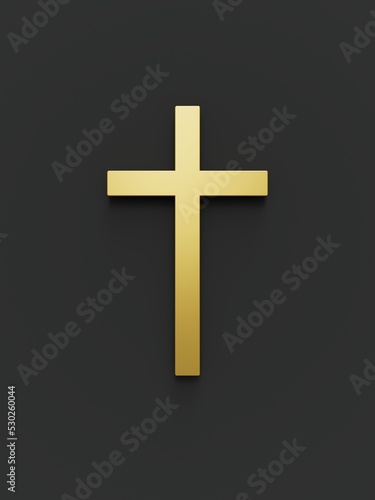 Goldenes Christuskreuz auf grauem Untergrund