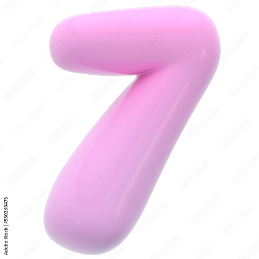Bubble number seven illustration in 3D design Bubble number seven illustration in 3D design