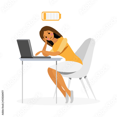 
working without energy woman on the white background