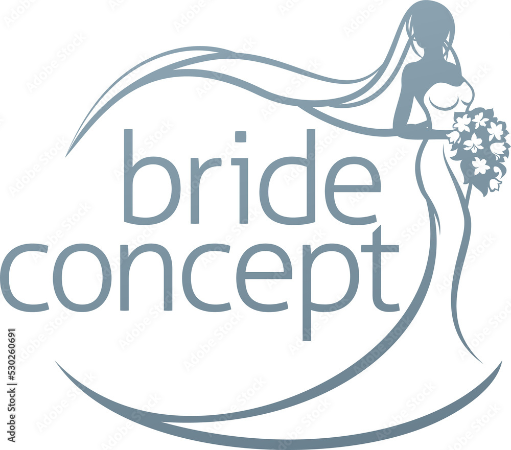Bride Silhouette Holding Bouquet Concept Bride Silhouette Holding Bouquet Concept