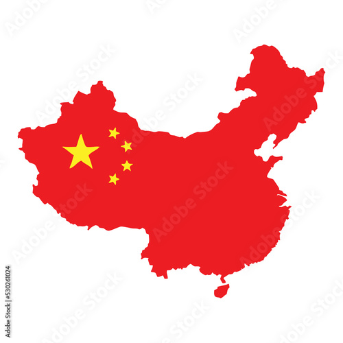 Map of China in red with yellow stars   Territorial border   China   Maps of Asia