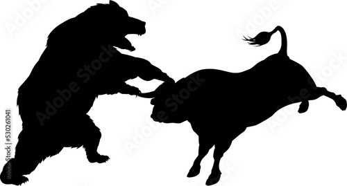 Bull Versus Bear Silhouette Concept