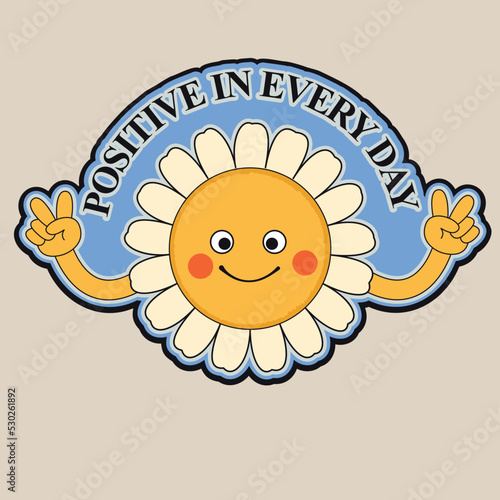 A happy smiling retro character cartoon flower chamomile.