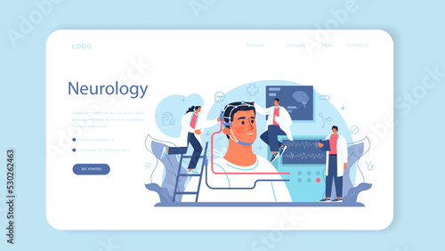 Neurologist web banner or landing page. Doctor examine