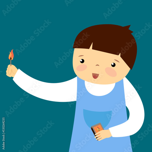 little boy playing with matches