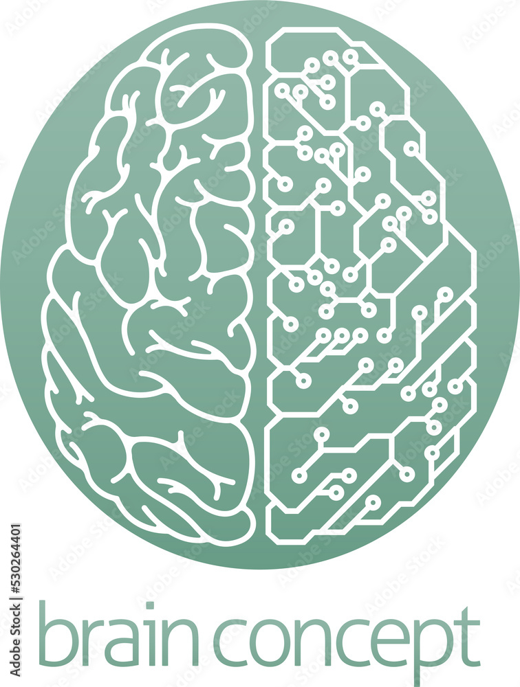 Half electrical circuit board brain Half electrical circuit board brain