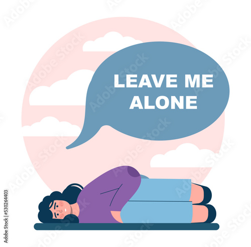 Introverted person. Antisocial character prefers to spend time alone.