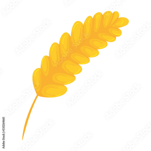 Vector unit element. Oktoberfest. Ear of wheat is hand-drawn on a white background. A traditional German holiday.