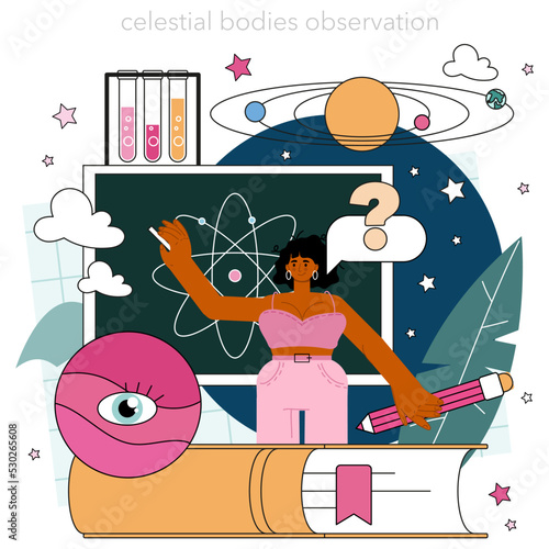 Astrophysicist concept. Astronomy scientist studying the universe