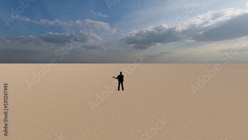 silhouette of a person walking on the dessert