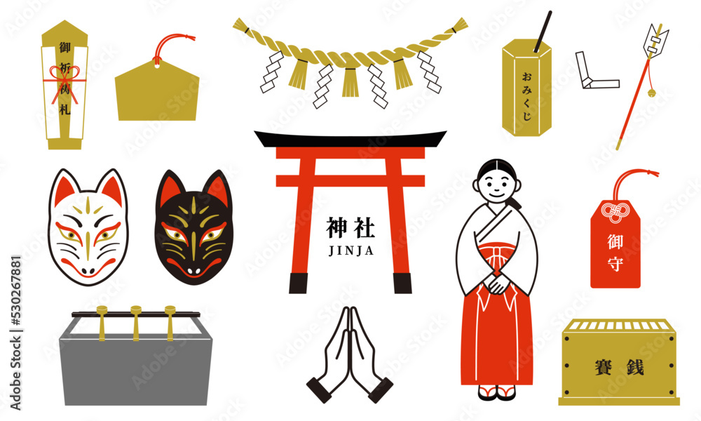 神社,稲荷神社のアイコンセット_Shinto shrine - obrazy, fototapety, plakaty 
