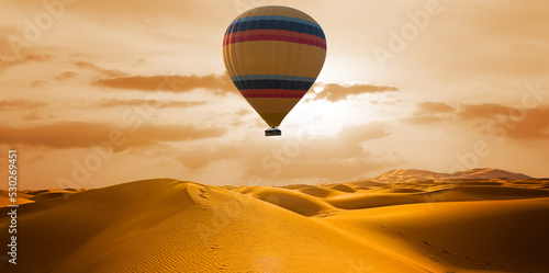 Photography Desert and hot air balloon Landscape at Sunrise