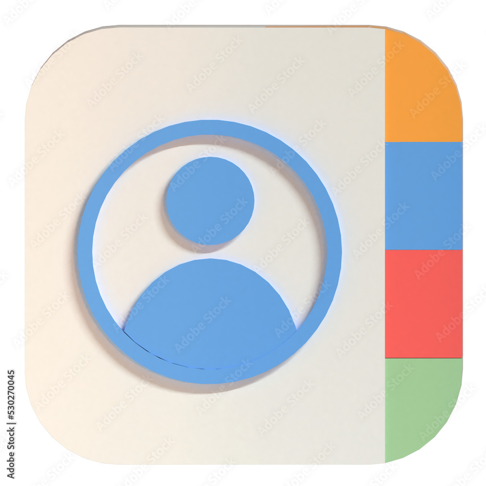 Contact icon illustration in 3D design Contact icon illustration in 3D design