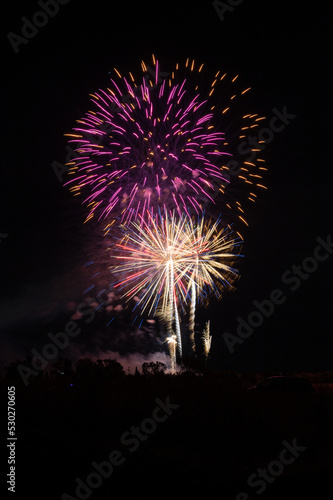 Fireworks of different colors with the black background © lancho