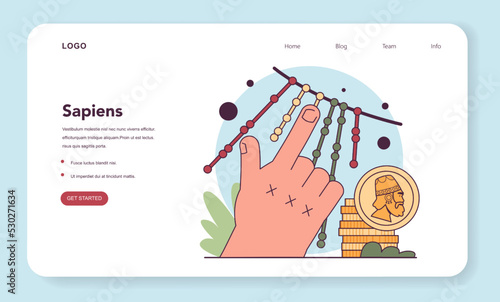 First civilization origin web banner or landing page. Ancient language