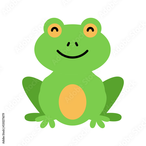 Cute little baby frog. funny smiling animal. colored flat cartoon vector illustration.