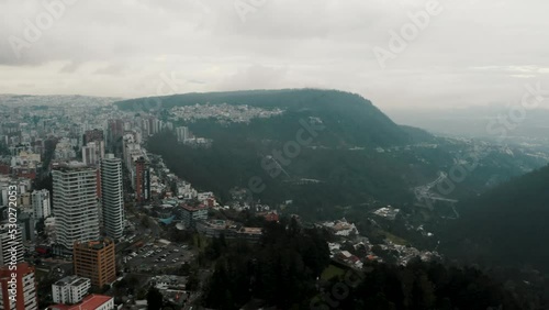 Dramatic Cityscape Of Quito In The Foothills Of Andean Mountains In Ecuador.