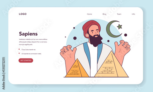 Muslim conquest of Egypt web banner or landing page. Army of 'Amr i