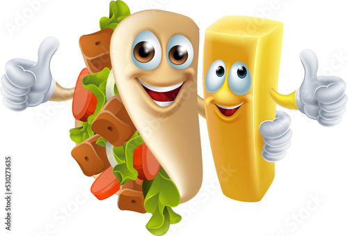 Kebab and French Fries Mascots photo