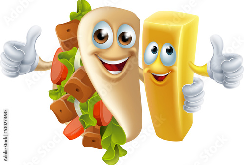 Kebab and French Fries Mascots