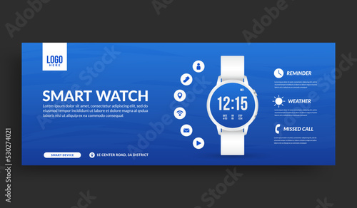 Slika na platnu White smart watch mockup isolated with copy space social media banner template