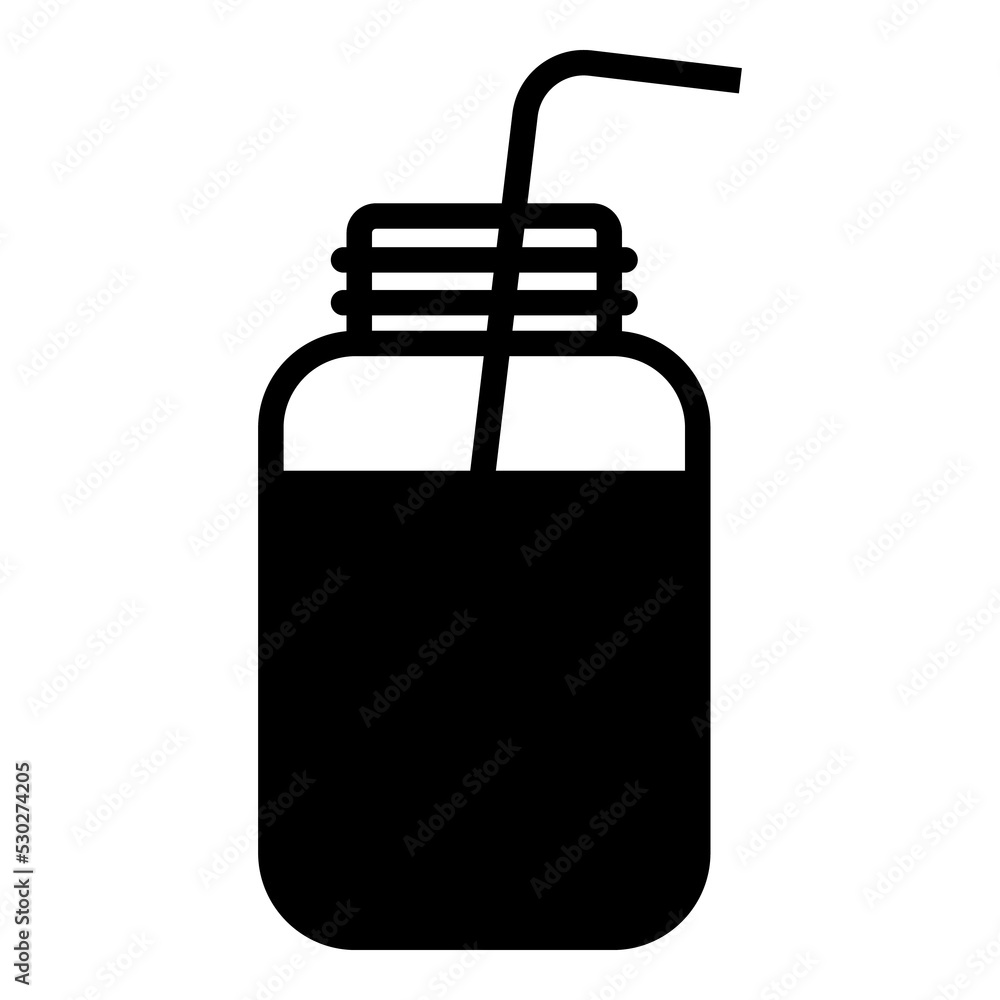 Logo smoothie bar. Silueta de tarro de albañil y pajita para beber aislado Logo smoothie bar. Silueta de tarro de albañil y pajita para beber aislado