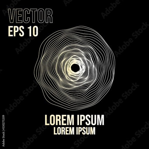 Dynamic vector logotype, circle line, wood cut, circular swirl