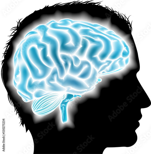 Man glowing brain concept
