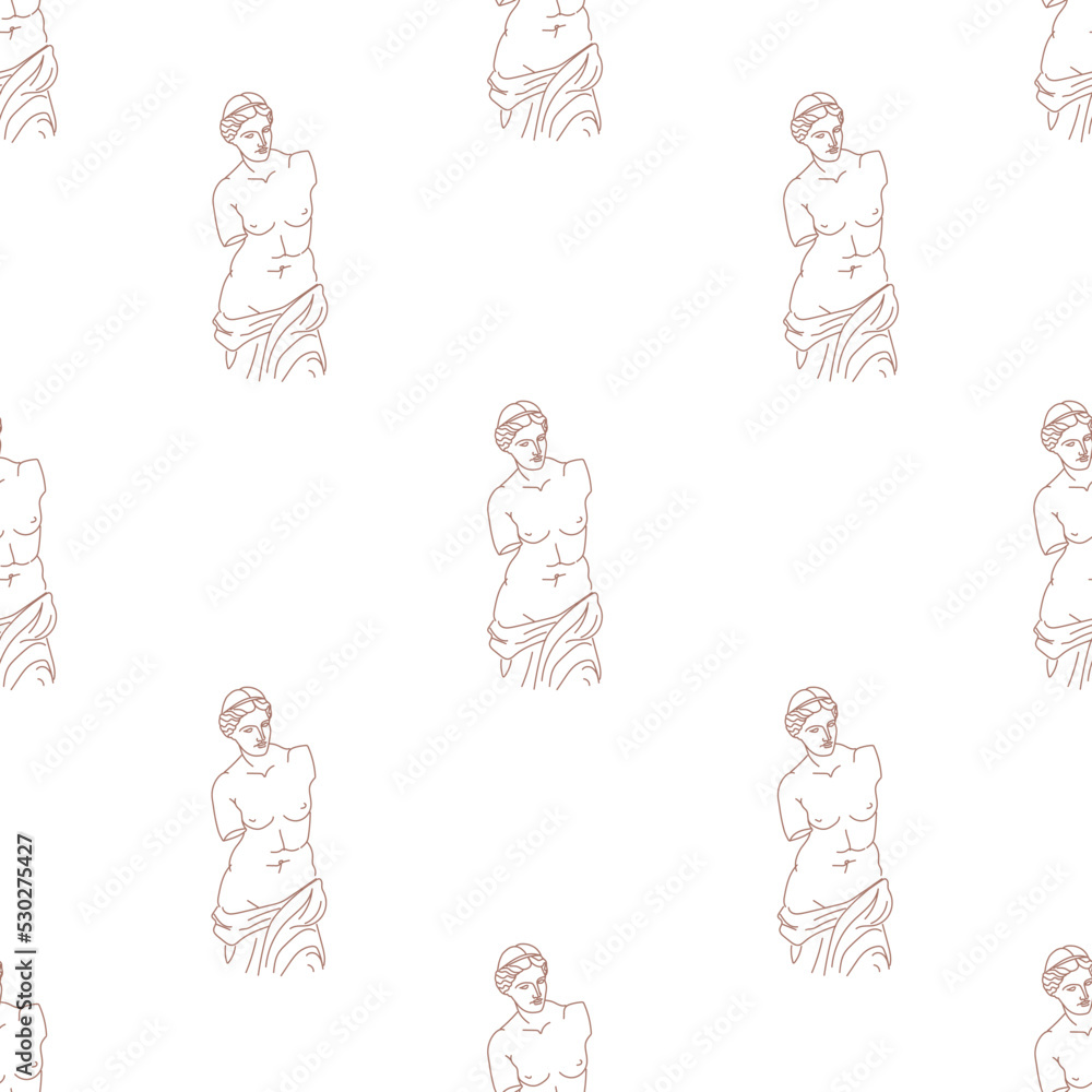 Seamless vector pattern with sculpture in doodle style.