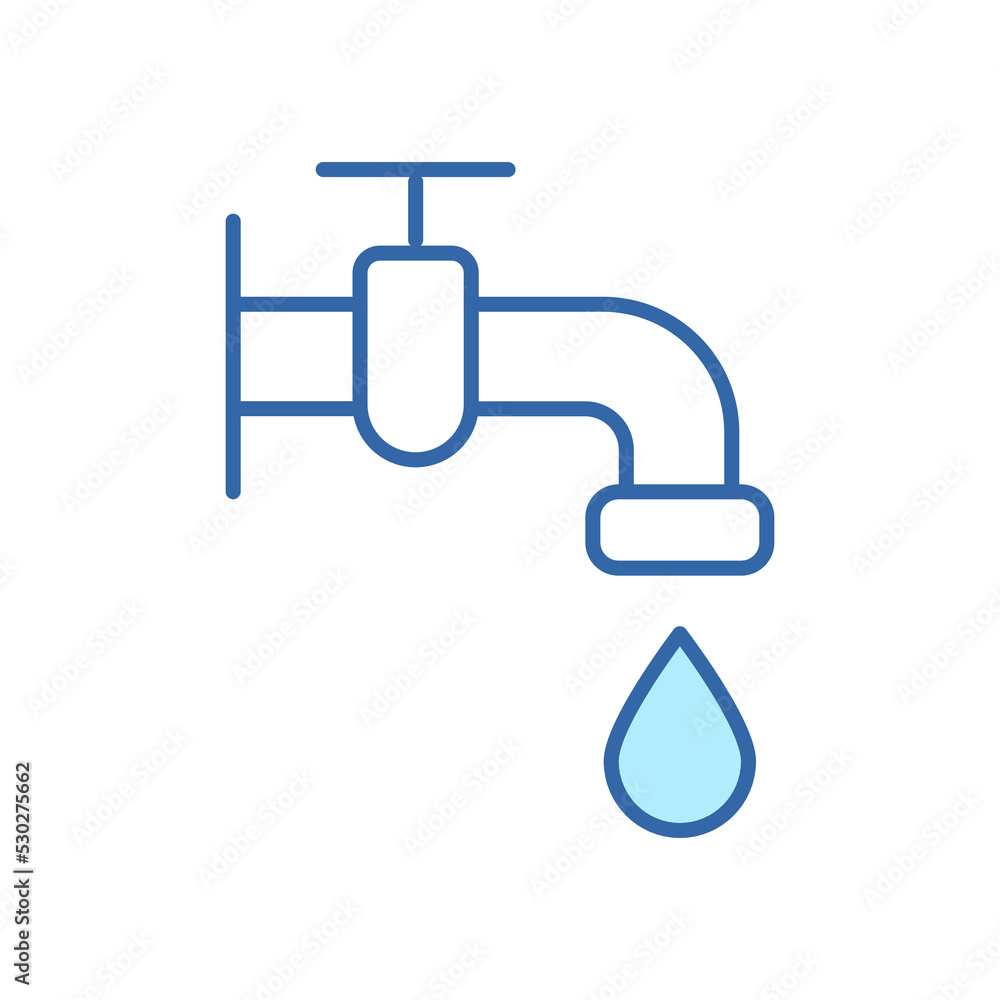Water Tap with Classic Valve Linear Icon. Faucet and Drop of Water Color Line Pictogram. Bathroom Symbol for Environment, Public Service, Plumbing. Editable stroke. Vector Isolated Illustration Water Tap with Classic Valve Linear Icon. Faucet and Drop of Water Color Line Pictogram. Bathroom Symbol for Environment, Public Service, Plumbing. Editable stroke. Vector Isolated Illustration