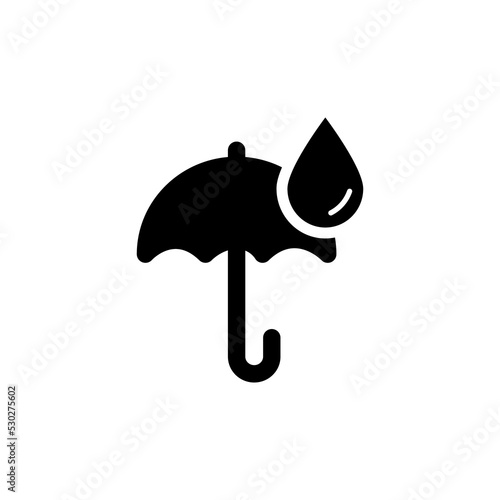 Umbrella Protective from Rain Silhouette Icon. Umbrella with Drop Icon. Rain Concept Black Linear Pictogram. Isolated Vector Illustration