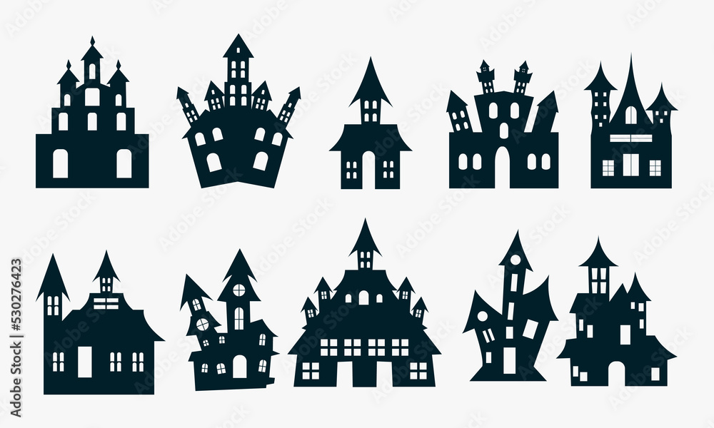 Happy Halloween House icon set