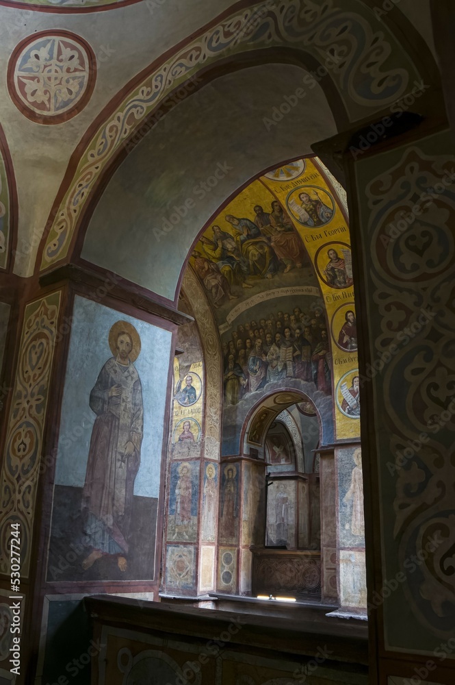 KYIV, UKRAINE - September 11 2022: Interior of the Orthodox Cathedral of Kyiv