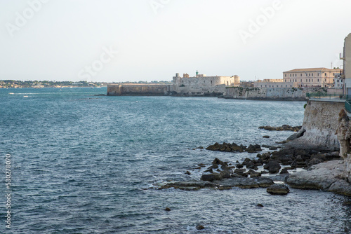 View of the seafront of Syracuse in Sicily, Italy. photo