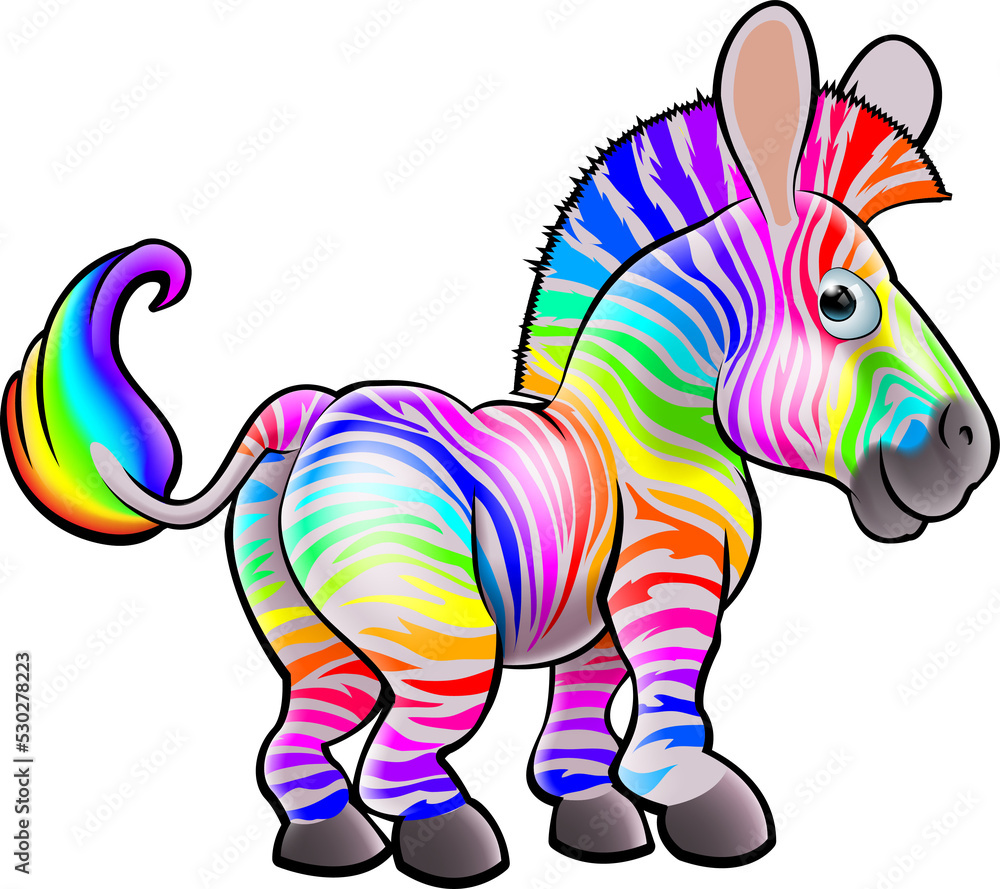 Fototapeta premium Cartoon Rainbow Zebra
