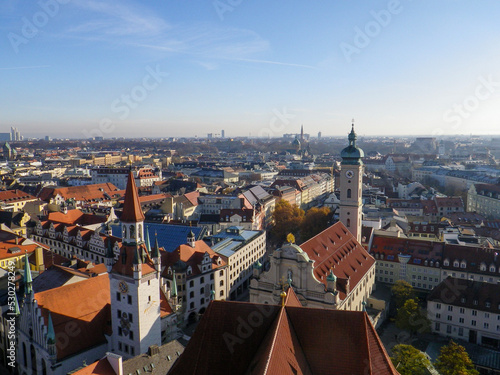 Panorama view over the roofs of Munich, Germany