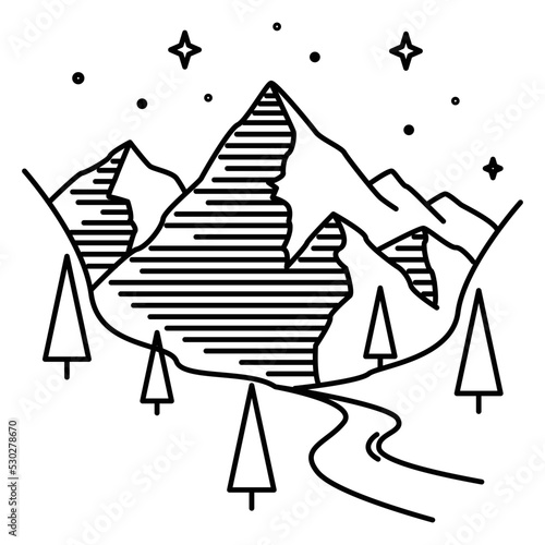 Nature landscape with mountain icon vector.