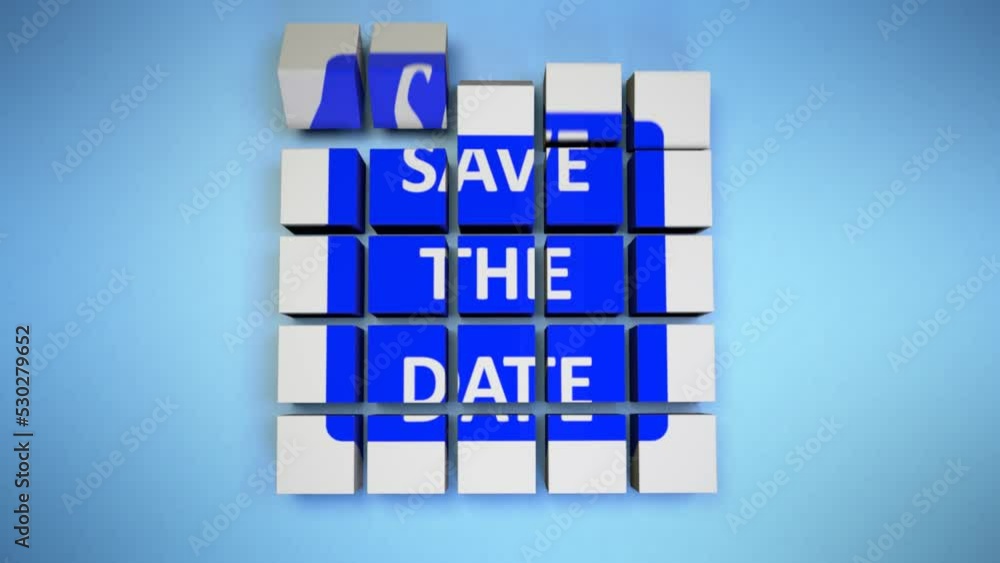 Save the date - cube assembly video animation. High quality video intro outro.