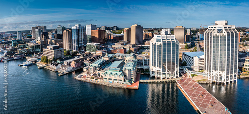 Photo Halifax Nova Scotia, Canada, September 2022, panoramic aerial view of Downtown H