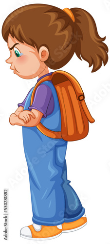 Side view of an angry girl cartoon character