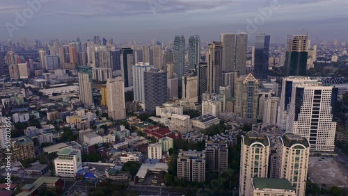 Drone footage of Ortigas Center, one of the Central Business District of Metro Manila Philippines. photo