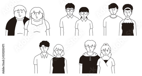 カップル、兄妹兼用人物セット