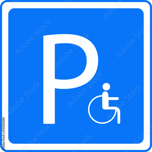Parking for cars for people with disabilities. Road signs.