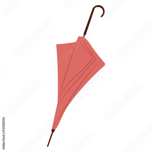 vector illustration of a closed folded umbrella in flat style. Umbrella in autumn boho colors.