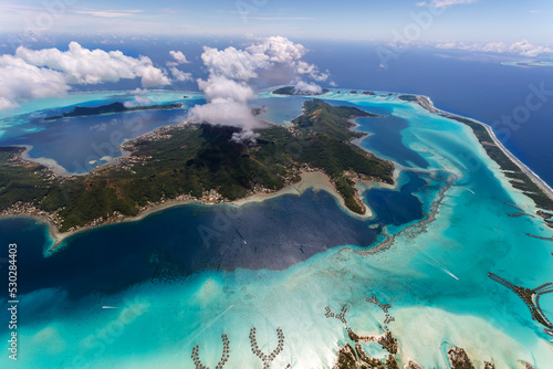 Aerial Bora Bora Island South Pacific Mt Otemanu © Spotmatik