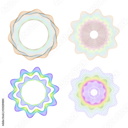 Watermark ,Guilloche rosetta  , design for  background for certificate, security element for background