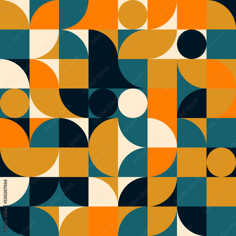 Retro geometric aesthetics. Bauhaus and avant-garde inspired vector background with abstract simple shapes like circle, square, semi circle. Colorful pattern in nostalgic pastel colors. Retro geometric aesthetics. Bauhaus and avant-garde inspired vector background with abstract simple shapes like circle, square, semi circle. Colorful pattern in nostalgic pastel colors.