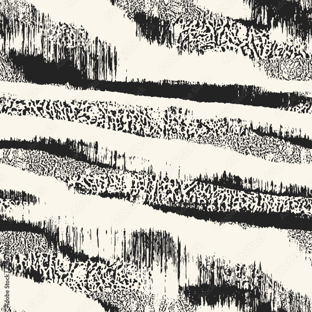 Ink Brush Stokes Textured Striped Pattern